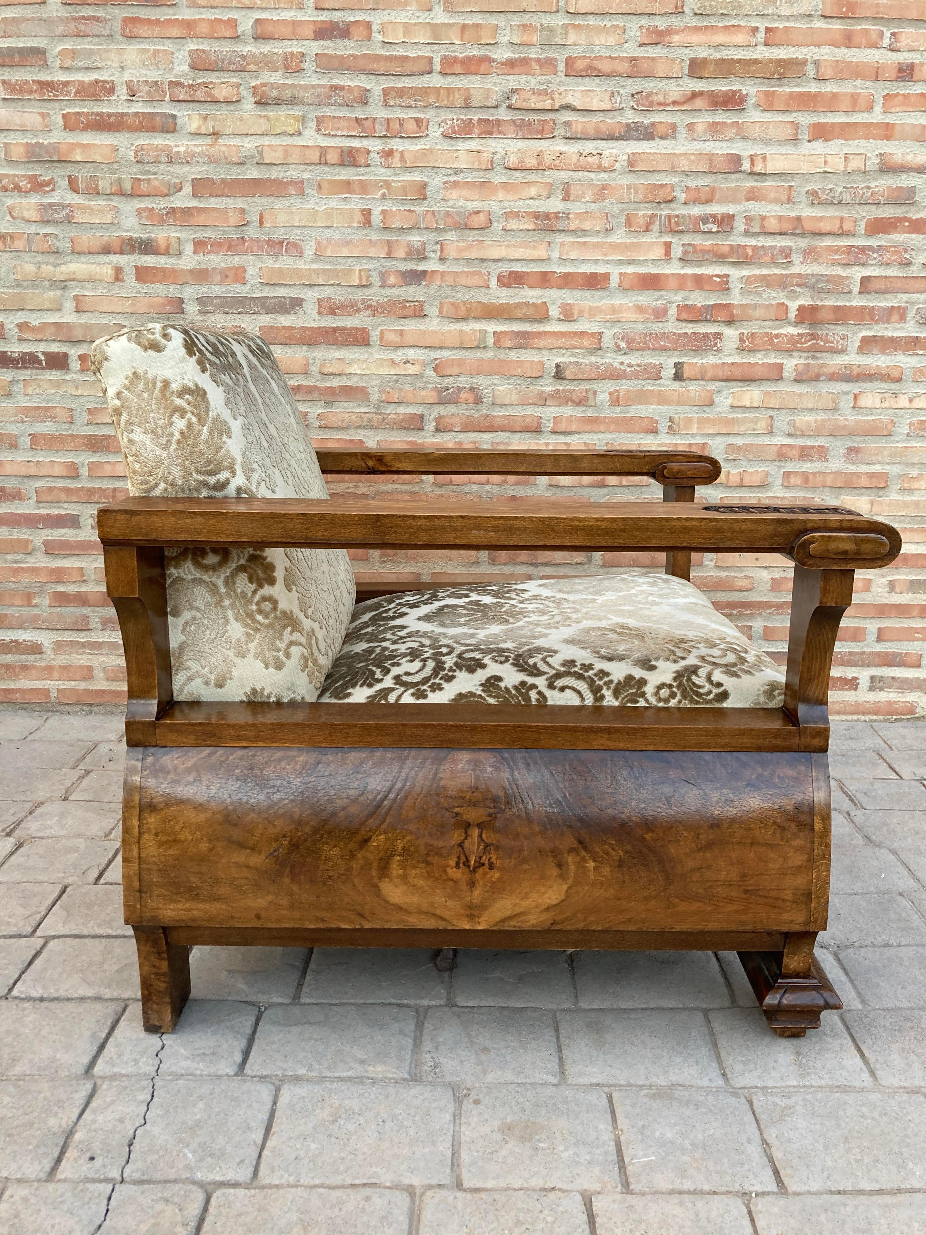 Walnut Early 20th Century Modernist Oak Armchairs, 1920s, Set of 2 For Sale