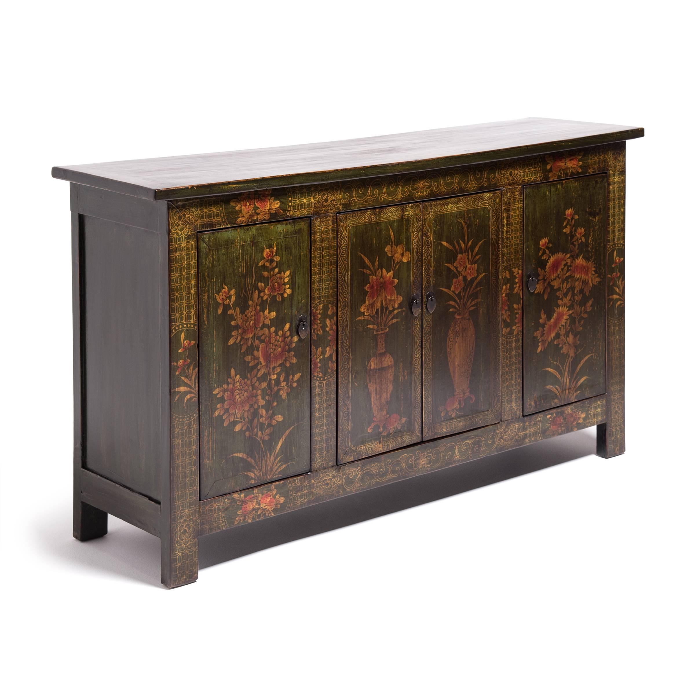 Early 20th Century Mongolian Floral Painted Coffer 1
