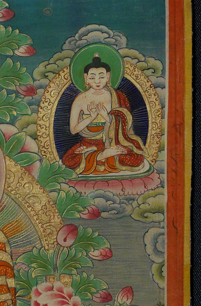 Early 20th Century Mongolian Vivid Small Thangka, 7845 In Good Condition For Sale In Ukiah, CA