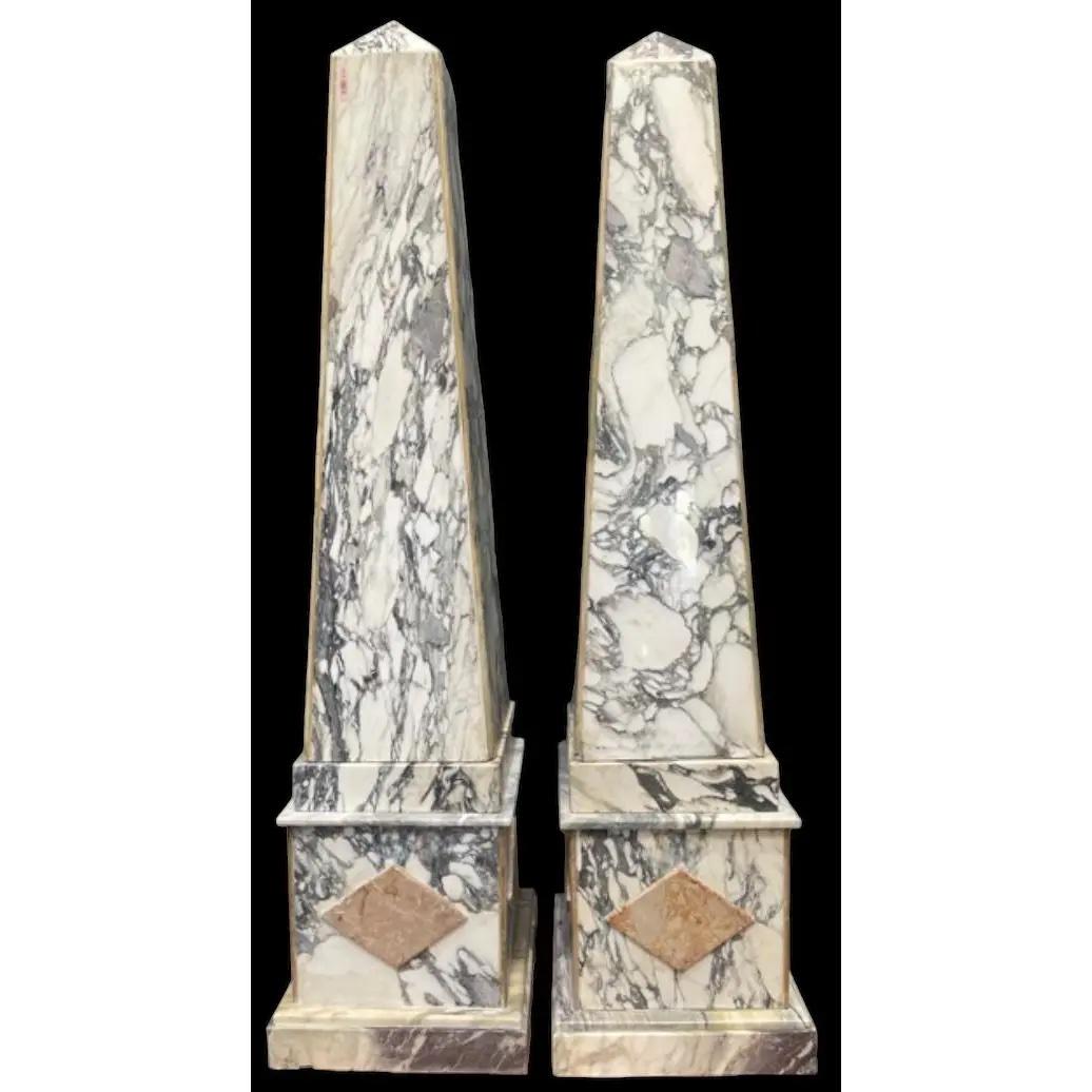 Art déco Early 20th Century Monumental Marble Obelisks- a Pair en vente