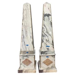 Early 20th Century Monumental Marble Obelisks- a Pair