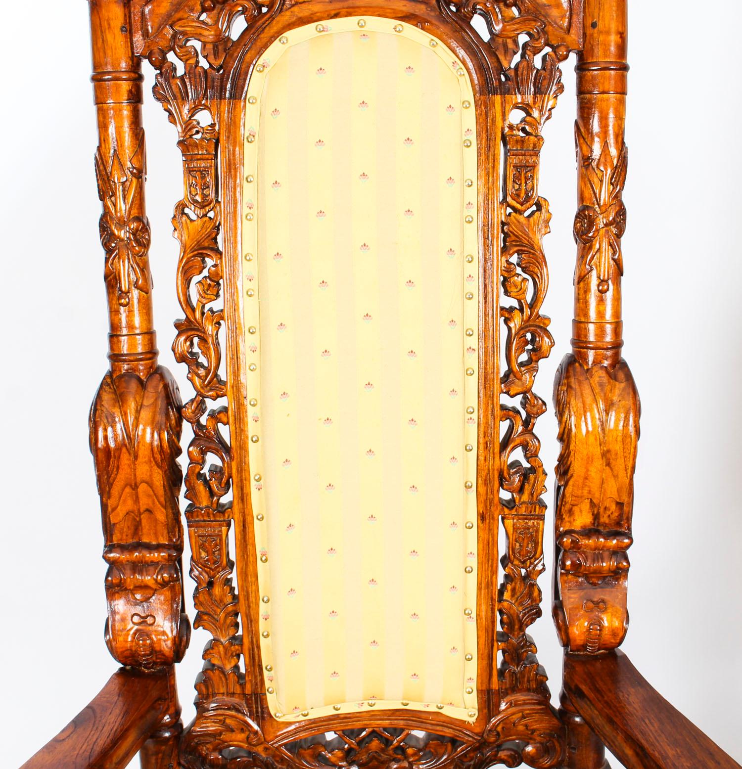 carved lion head throne chair