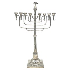 Antique Early 20th Century Monumental Polish Silver Hanukkah Lamp