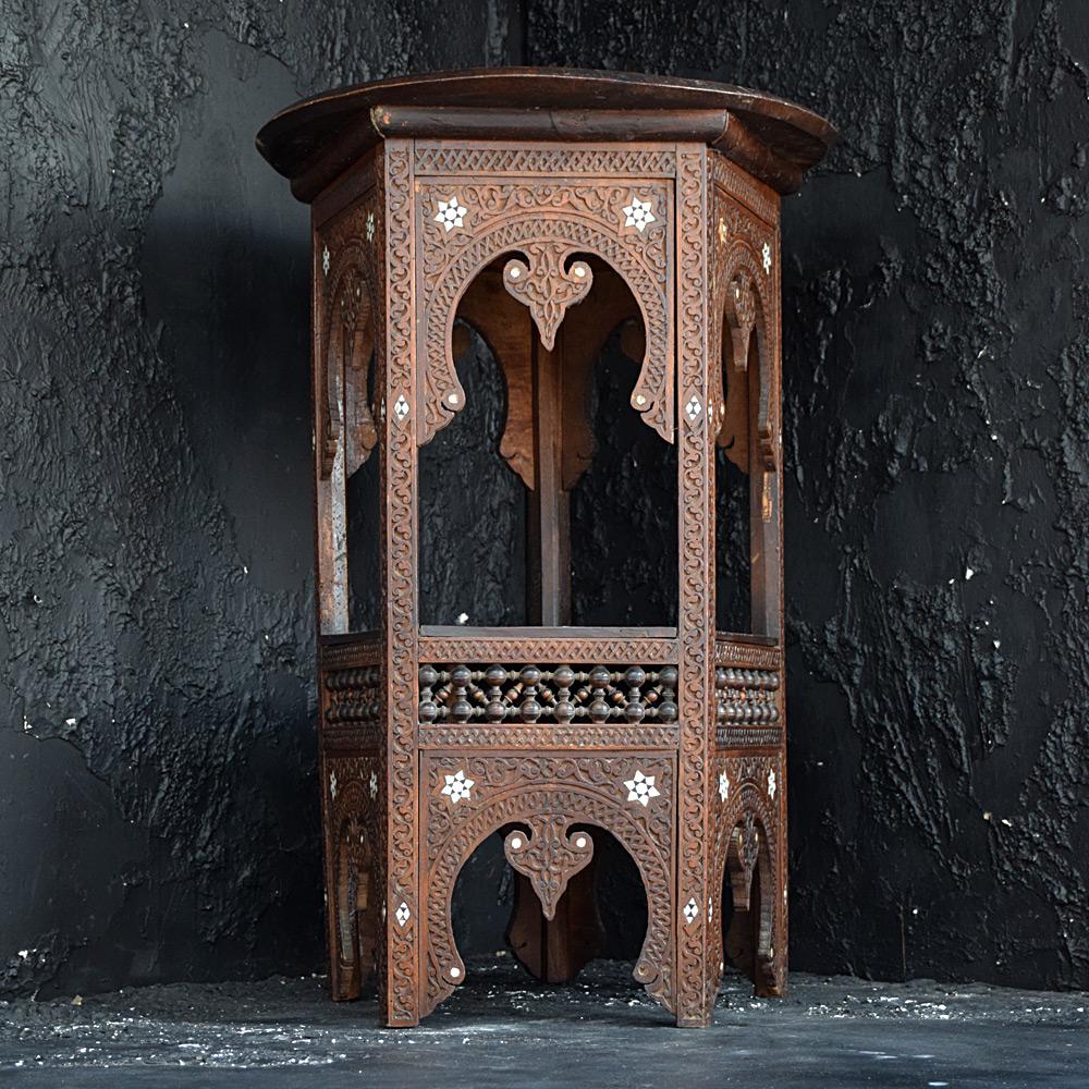Early 20th Century Moorish Two Tier Syrian Side Table In Fair Condition For Sale In London, GB