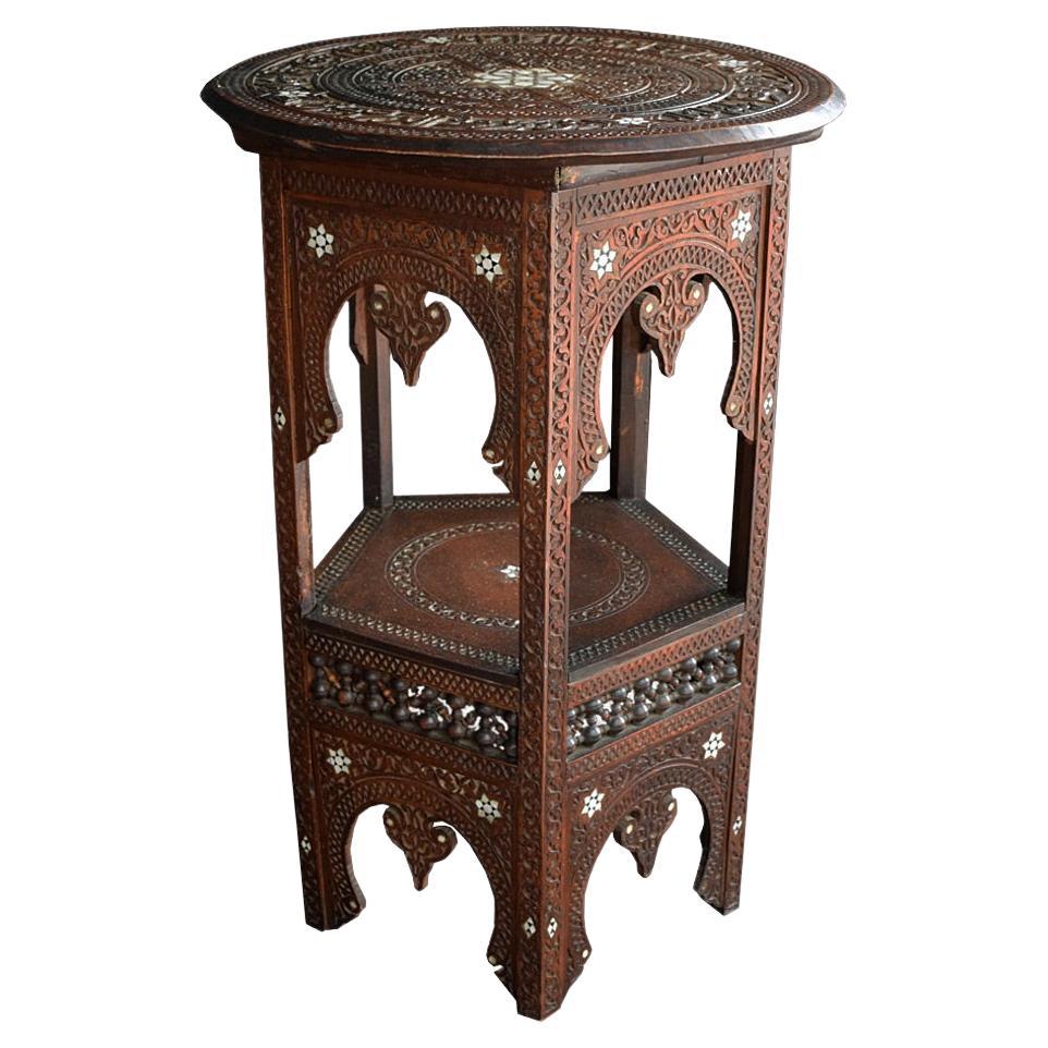 Early 20th Century Moorish Two Tier Syrian Side Table For Sale