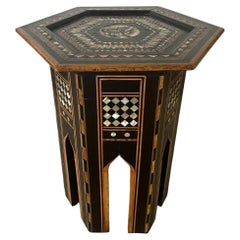 Early 20th Century Moroccan Inlaid Hexagonal Table