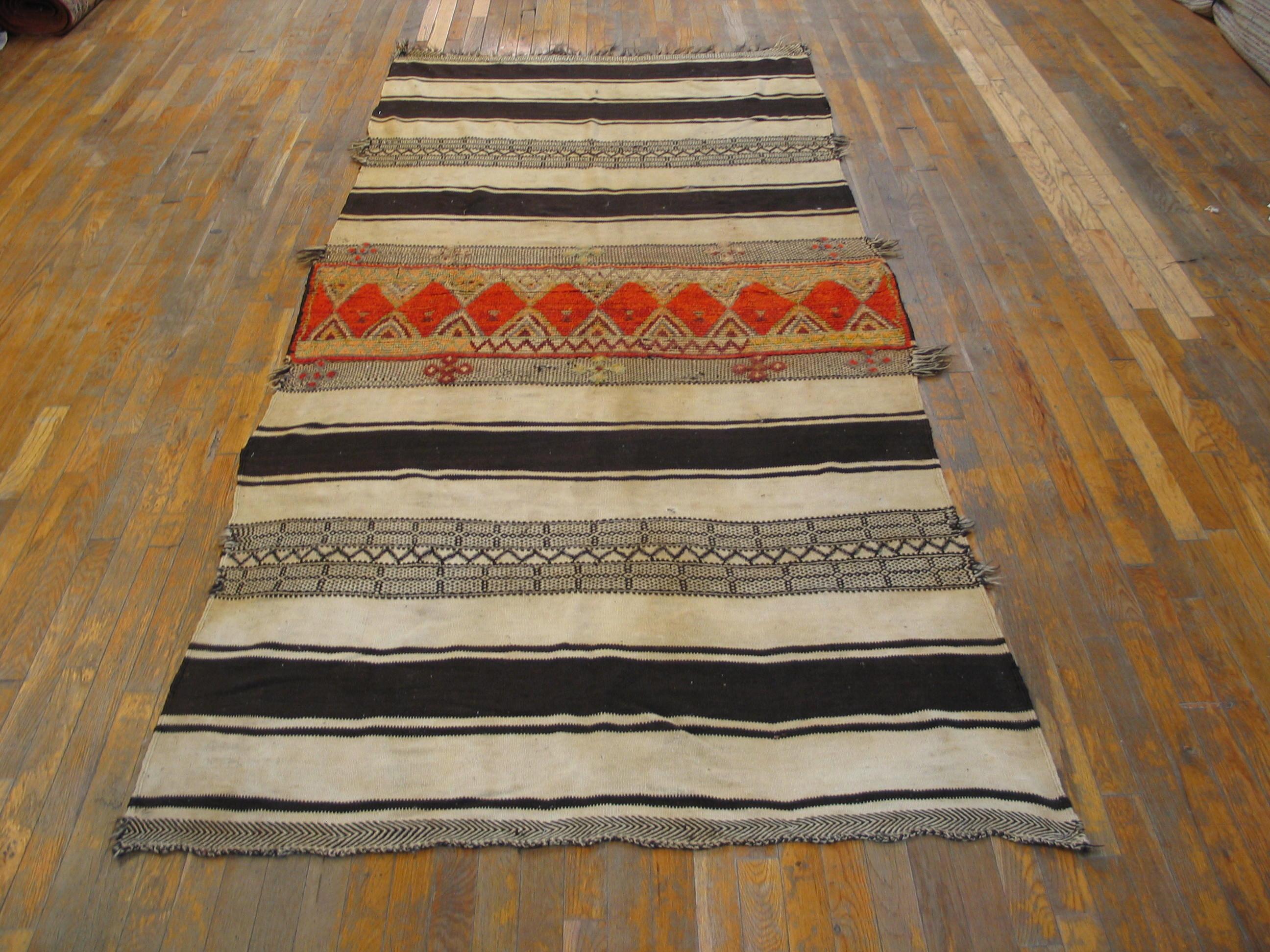Mid-20th Century Early 20th Century Moroccan Mixed Technique Flat-Weave & Pile carpet (5'4