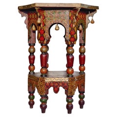 Antique Early 20th Century Moroccan Moorish Polychrome Side Table