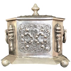 Early 20th Century Moroccan Silver Tea Box with Repousse & Engraving, Stamped