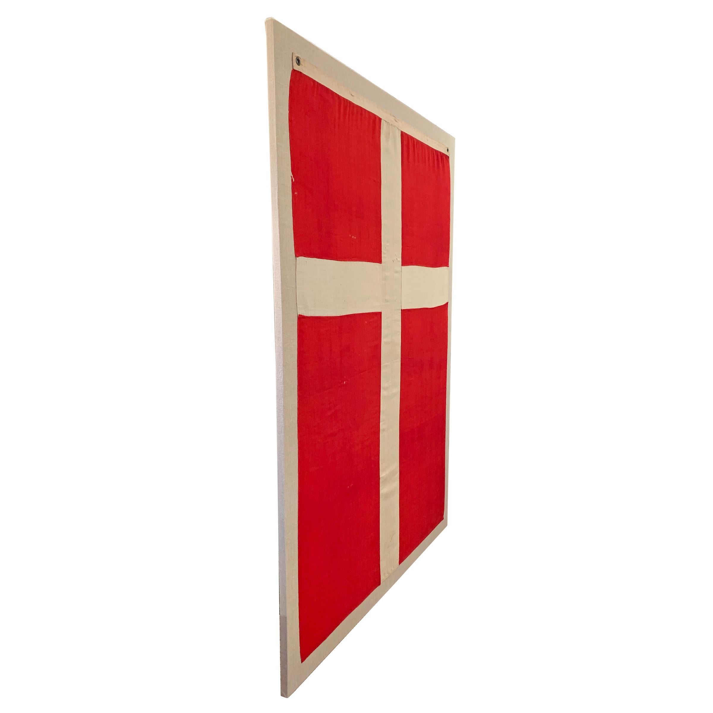 Early 20th Century Mounted Danish Flag For Sale 1