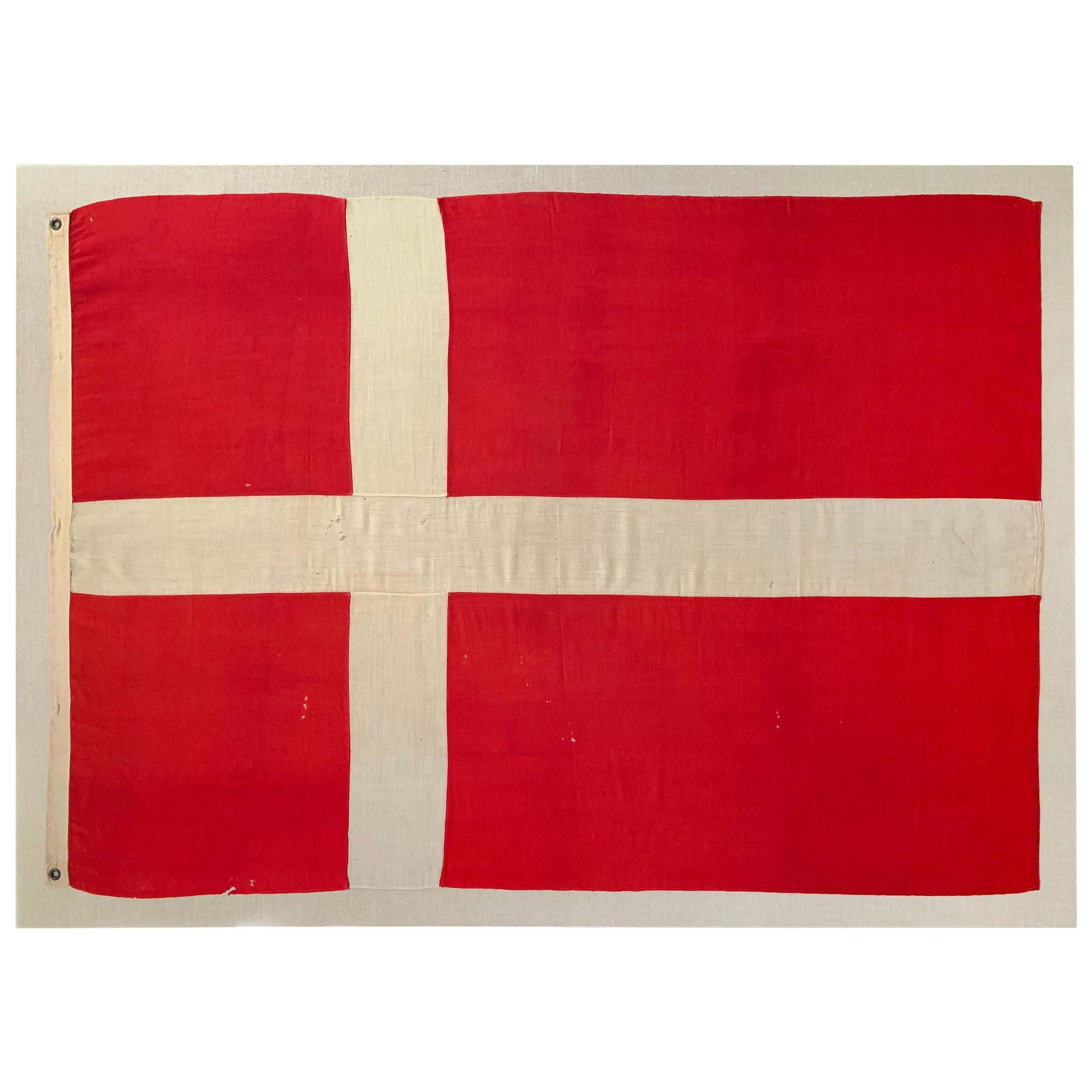 Early 20th Century Mounted Danish Flag For Sale