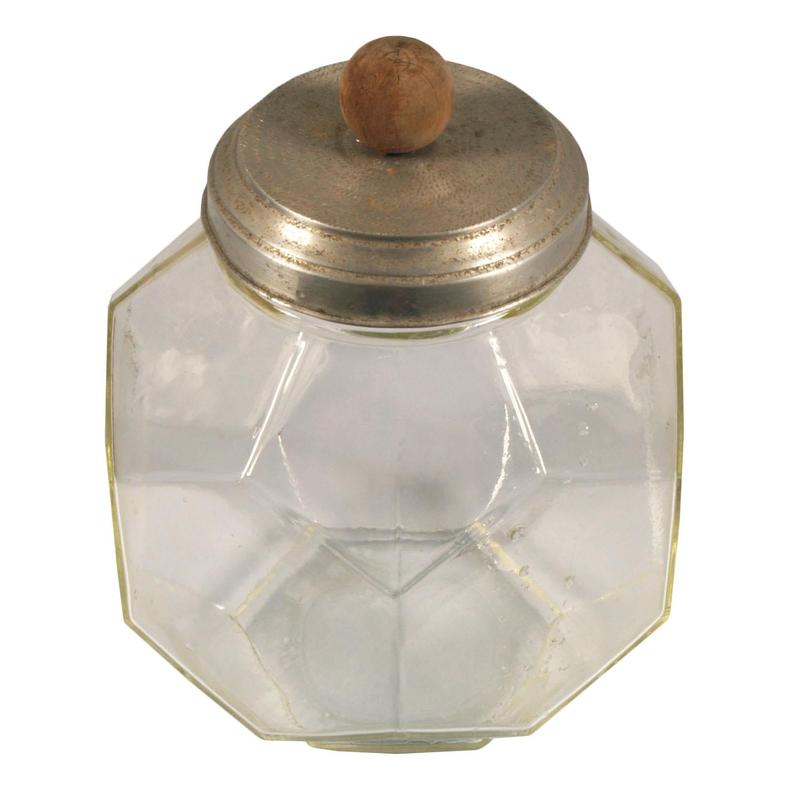 Early 20th Century Multifaceted Glass Jar Art Deco For Sale