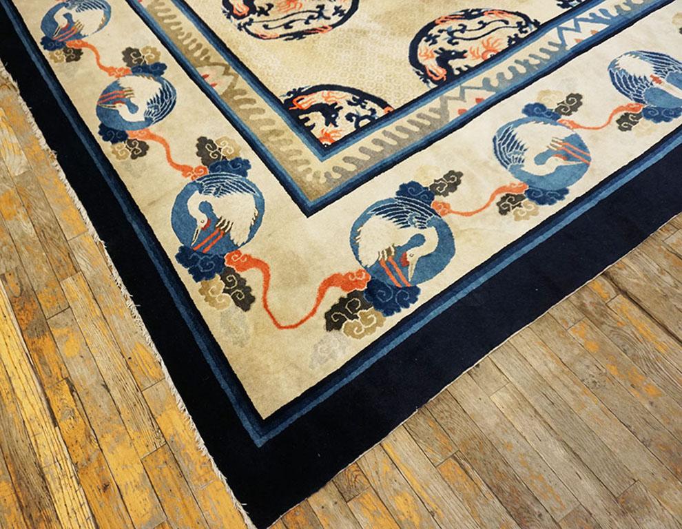 Hand-Knotted Early 20th Century N. Chinese Baotou Carpet 10'x 12' 3