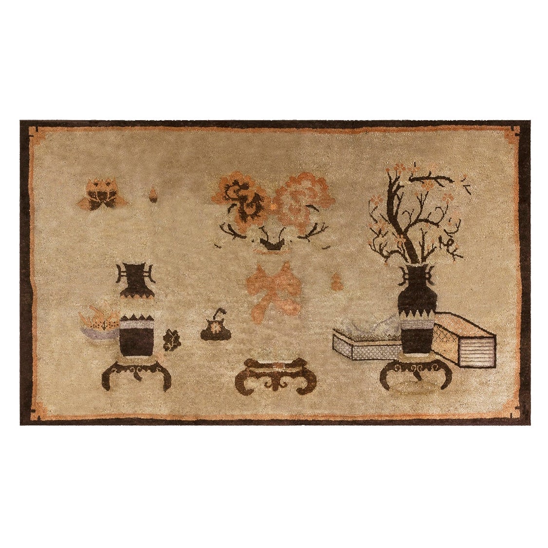 Frühe 20. Jahrhundert N. Chinesisch Baotou Gelehrten Teppich ( 4' x 6'9'' - 122 x 206 ) im Angebot