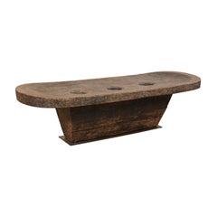 Early 20th Century Naga Grain Grinding Table, Carved from a Single Log