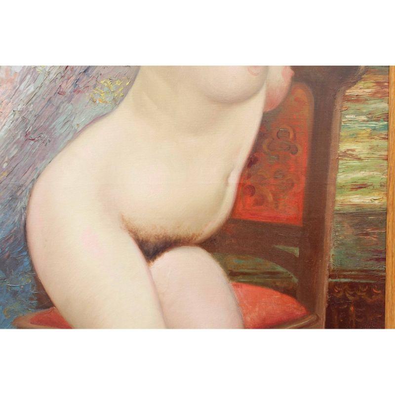Early 20th Century Naked Woman Painting Oil on Canvas For Sale 6