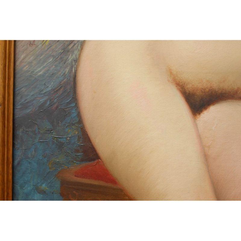 Early 20th Century Naked Woman Painting Oil on Canvas For Sale 10