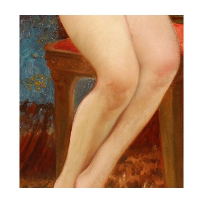 Huilé Peinture à l'huile sur toile - Femme nue du début du XXe siècle en vente