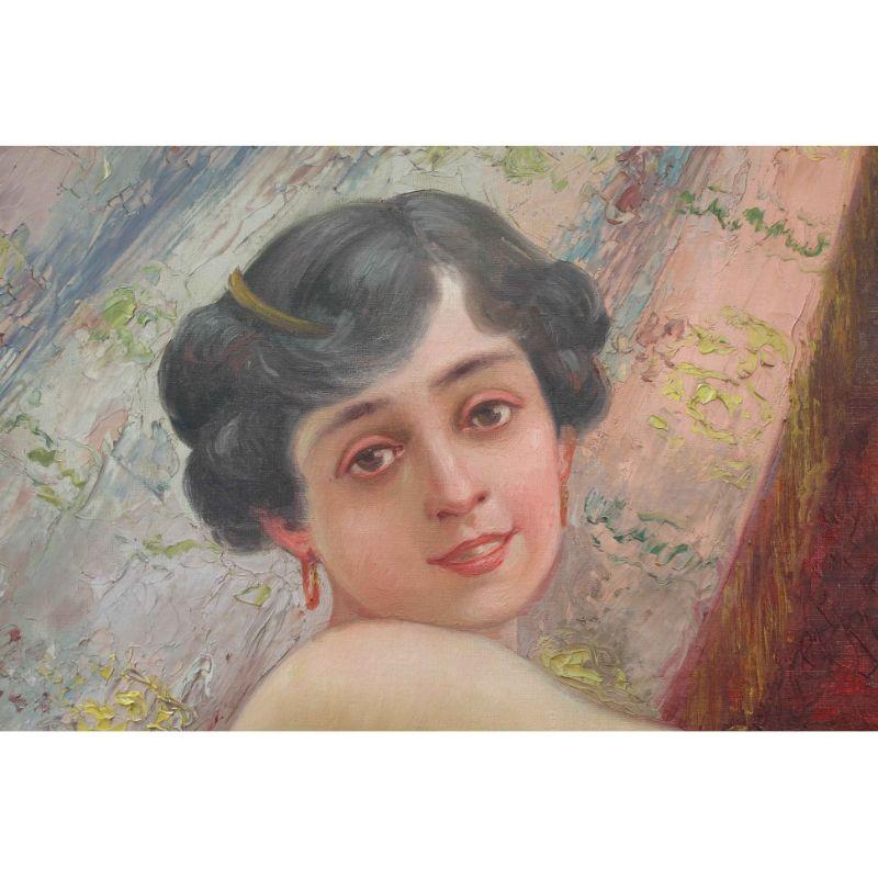 Early 20th Century Naked Woman Painting Oil on Canvas In Good Condition For Sale In Milan, IT