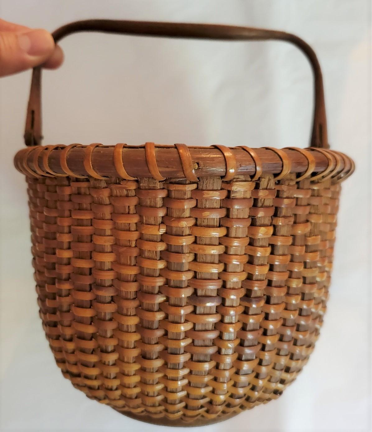 Beaded Early 20th Century Nantucket Oval Basket by A.D. Williams, circa 1920