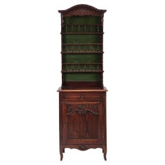 Early 20th Century Narrow French Oak Hutch with Single Door and Drawer