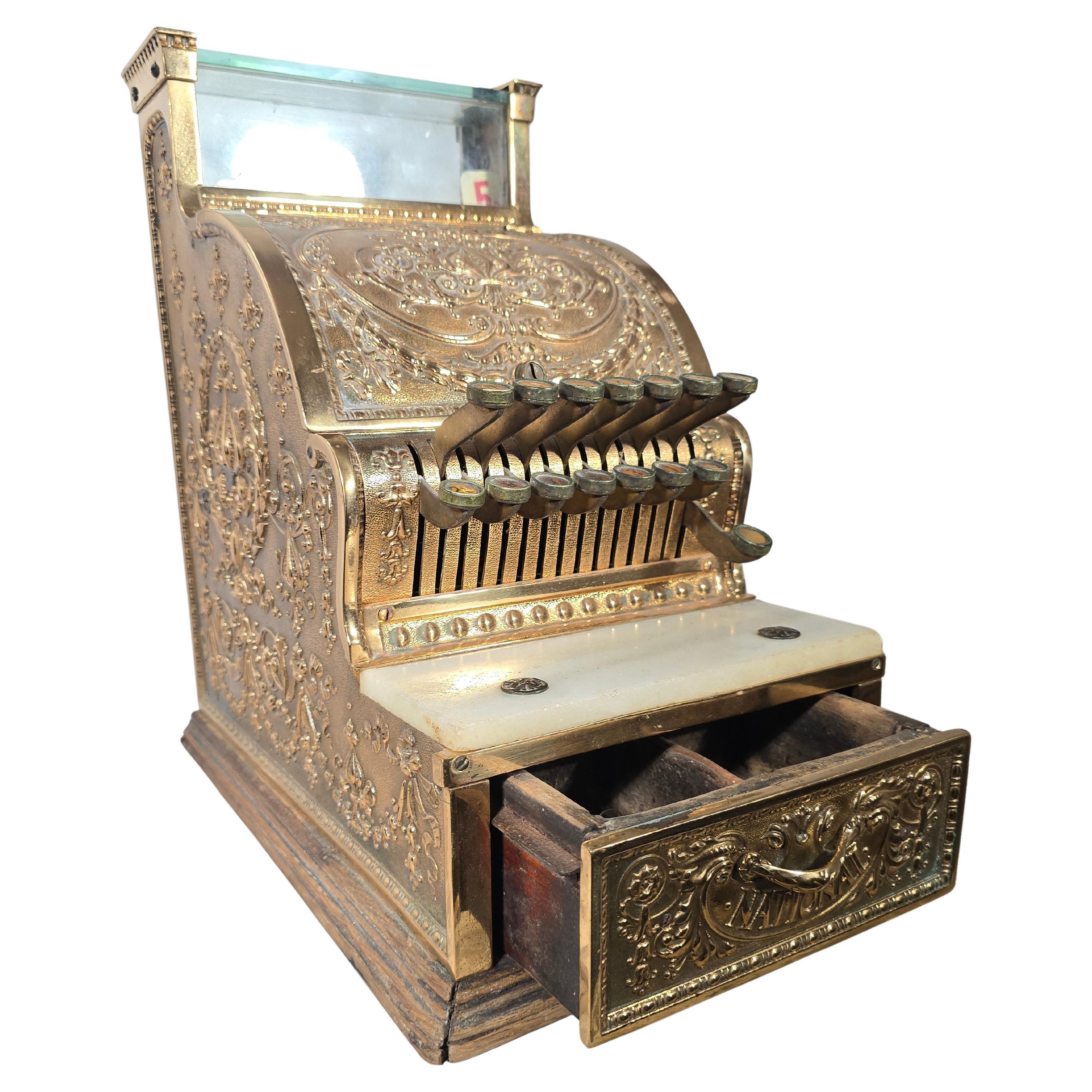 Caisse enregistreuse "National" en laiton du début du 20e siècle, vers 1900 en vente