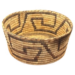Early 20th Century Native American Coiled Storage Basket with Geometric Motifs