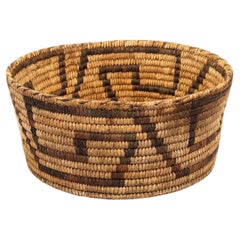 Early 20th Century Native American Coiled Storage Basket with Geometric Motifs