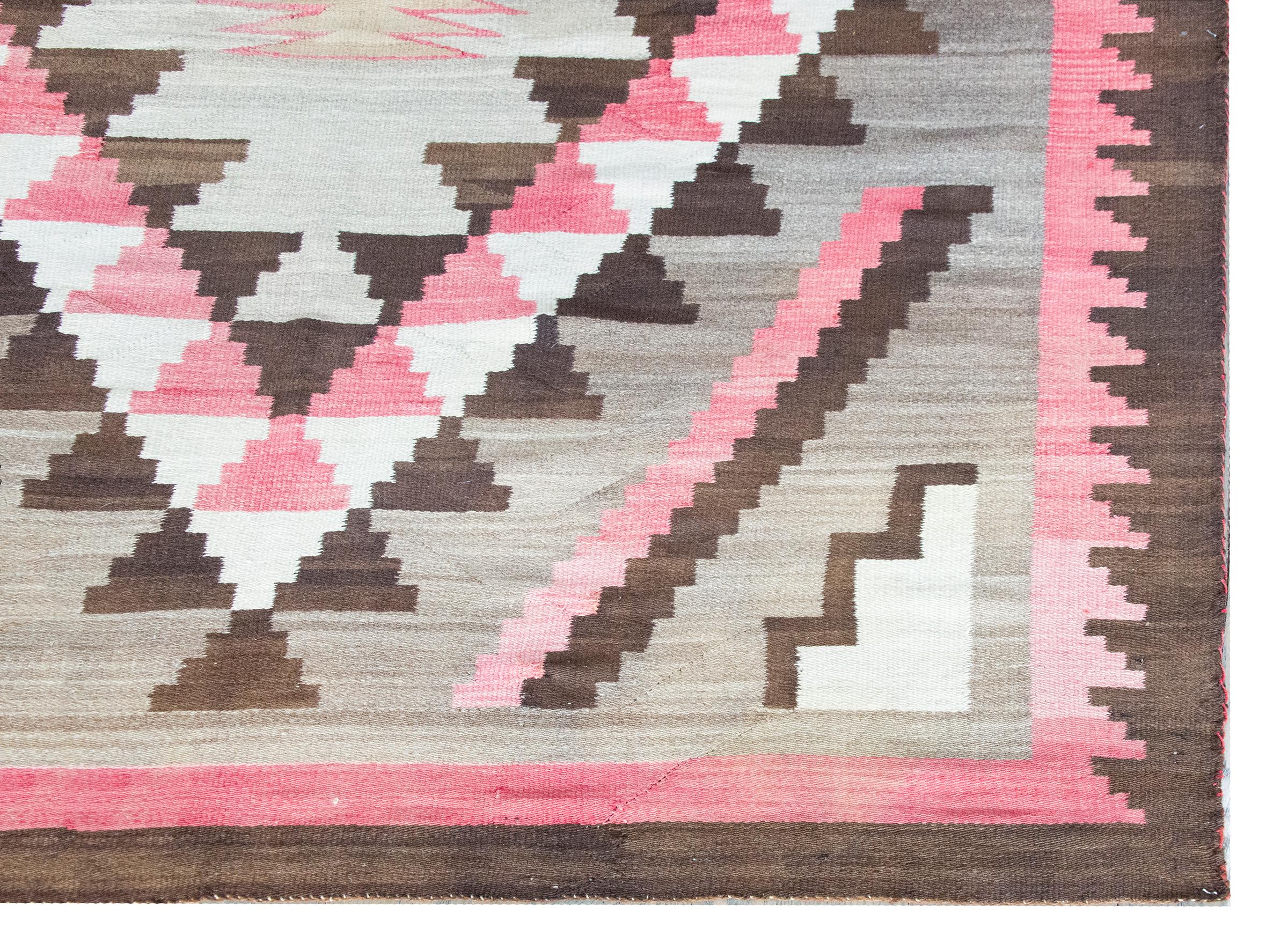 Early 20th Century Native American Navajo Rug For Sale 7