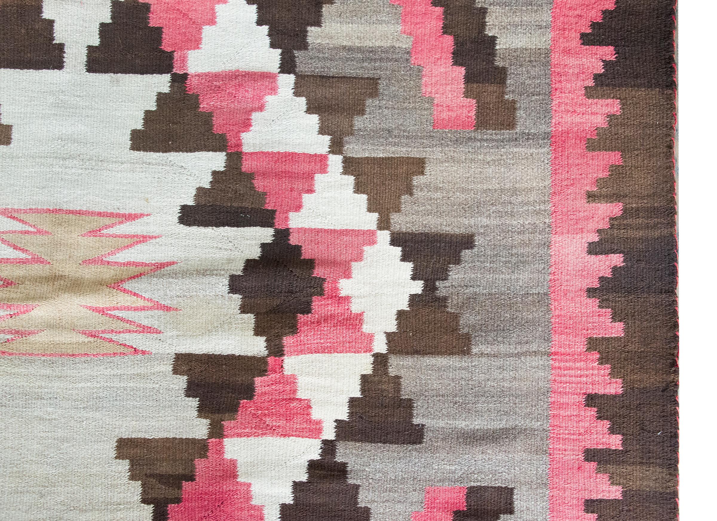 Wool Early 20th Century Native American Navajo Rug For Sale
