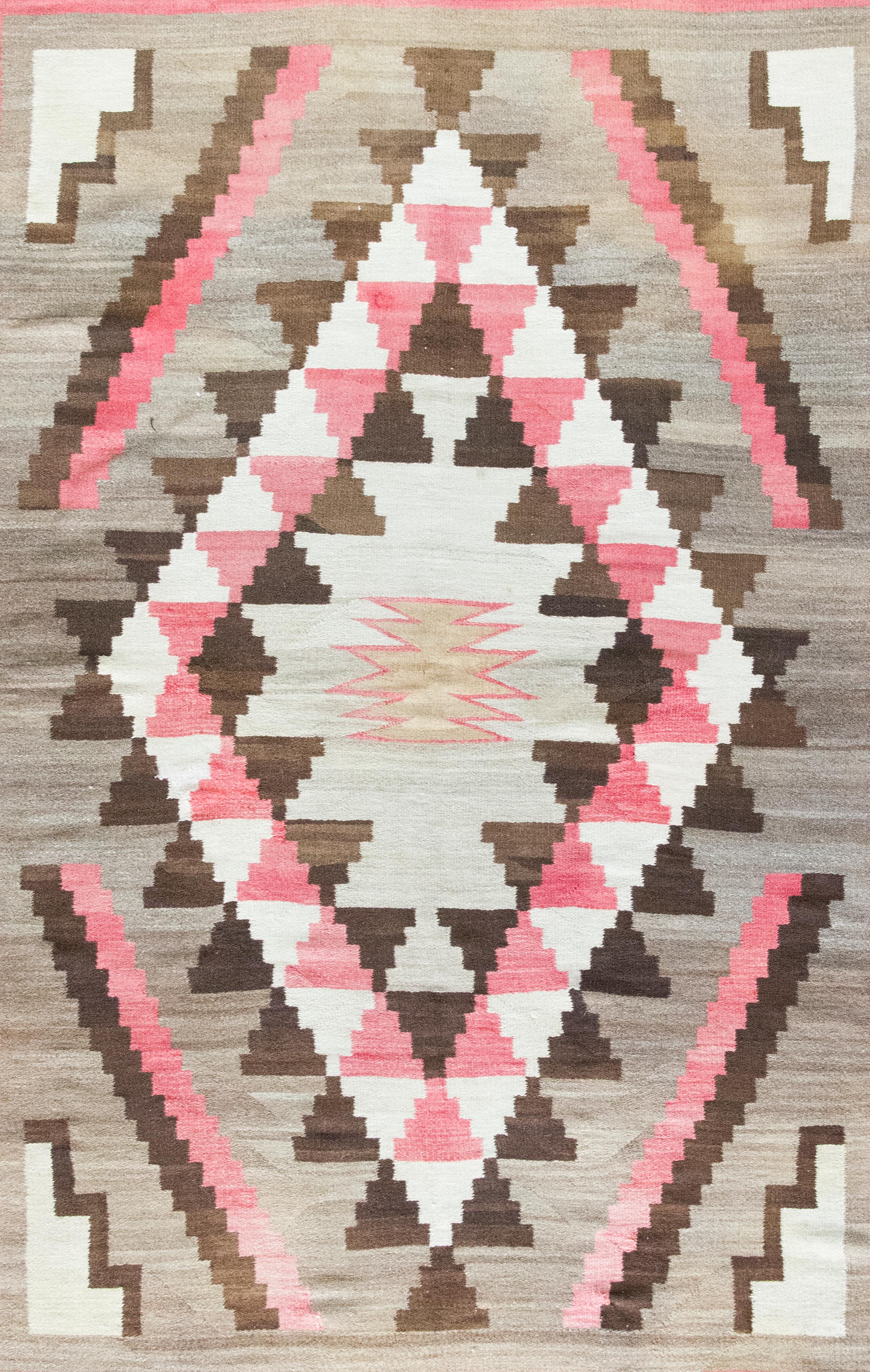 Early 20th Century Native American Navajo Rug For Sale 1