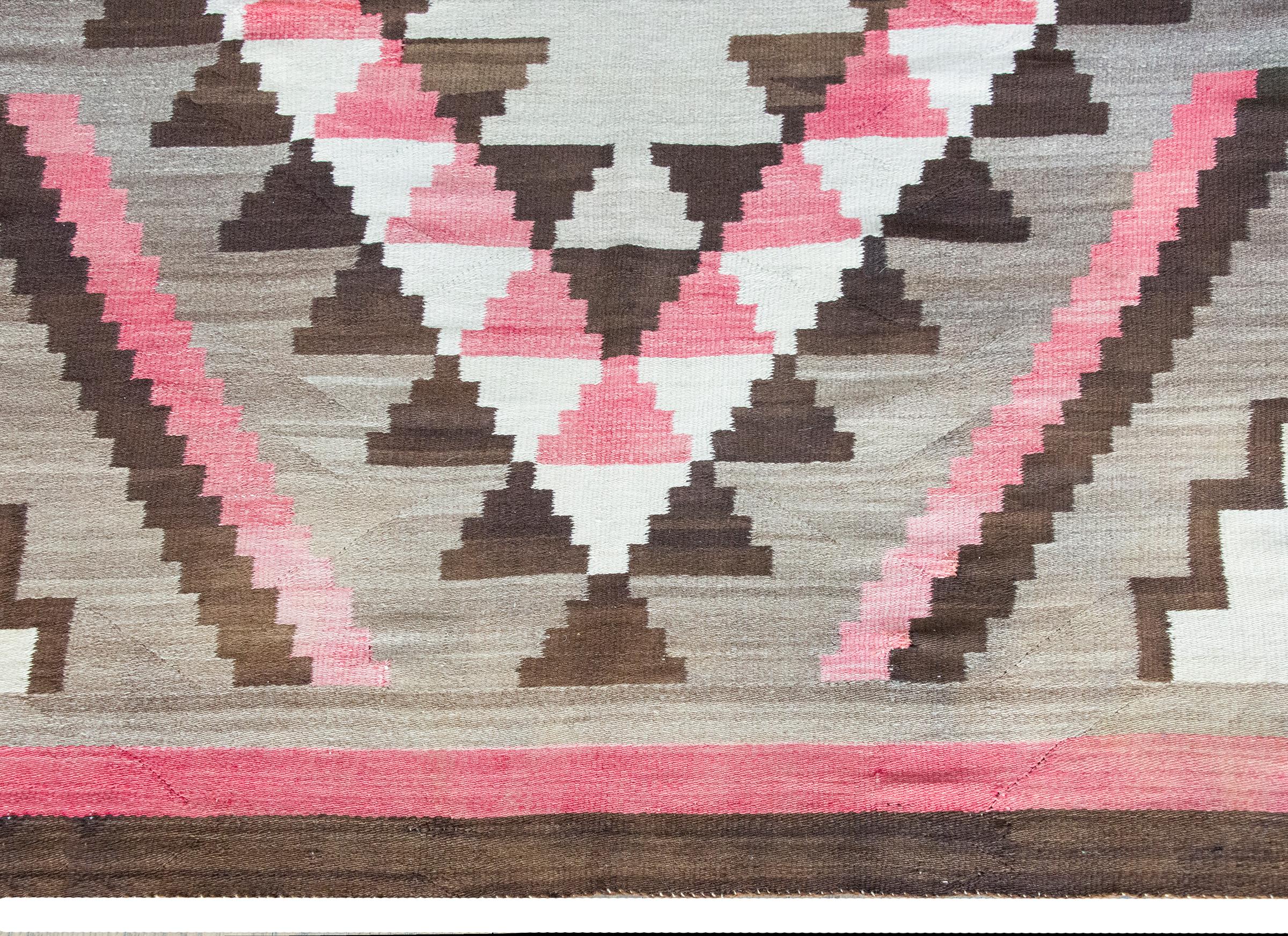 Early 20th Century Native American Navajo Rug For Sale 2