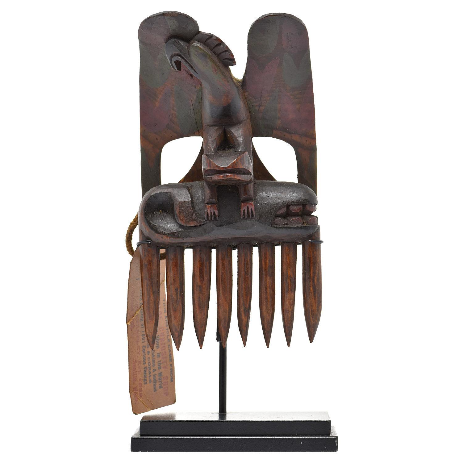 Canadian Early 20th Century Native American North West Coast Eagle Comb For Sale