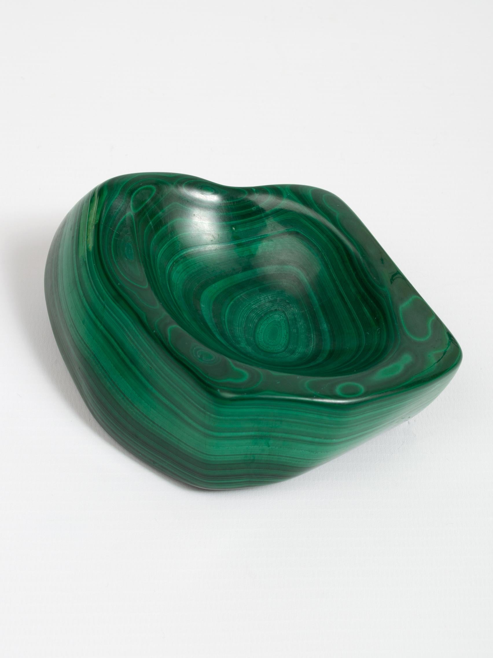 Early 20th Century Natural Green Solid Malachite Trinket Jewelry Dish 2