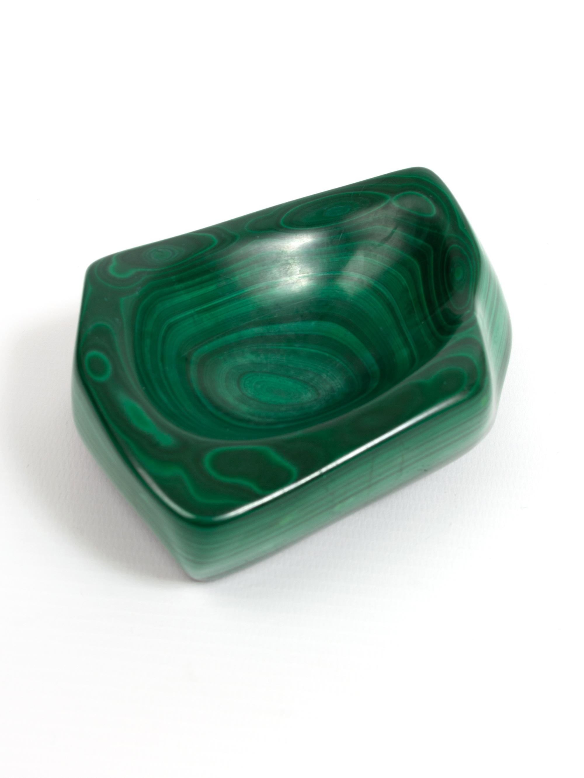 Early 20th Century Natural Green Solid Malachite Trinket Jewelry Dish 3