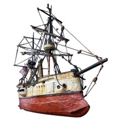 Early 20th Century Nautical Self Taught Folk Art Scratch Built the Sultan Ship