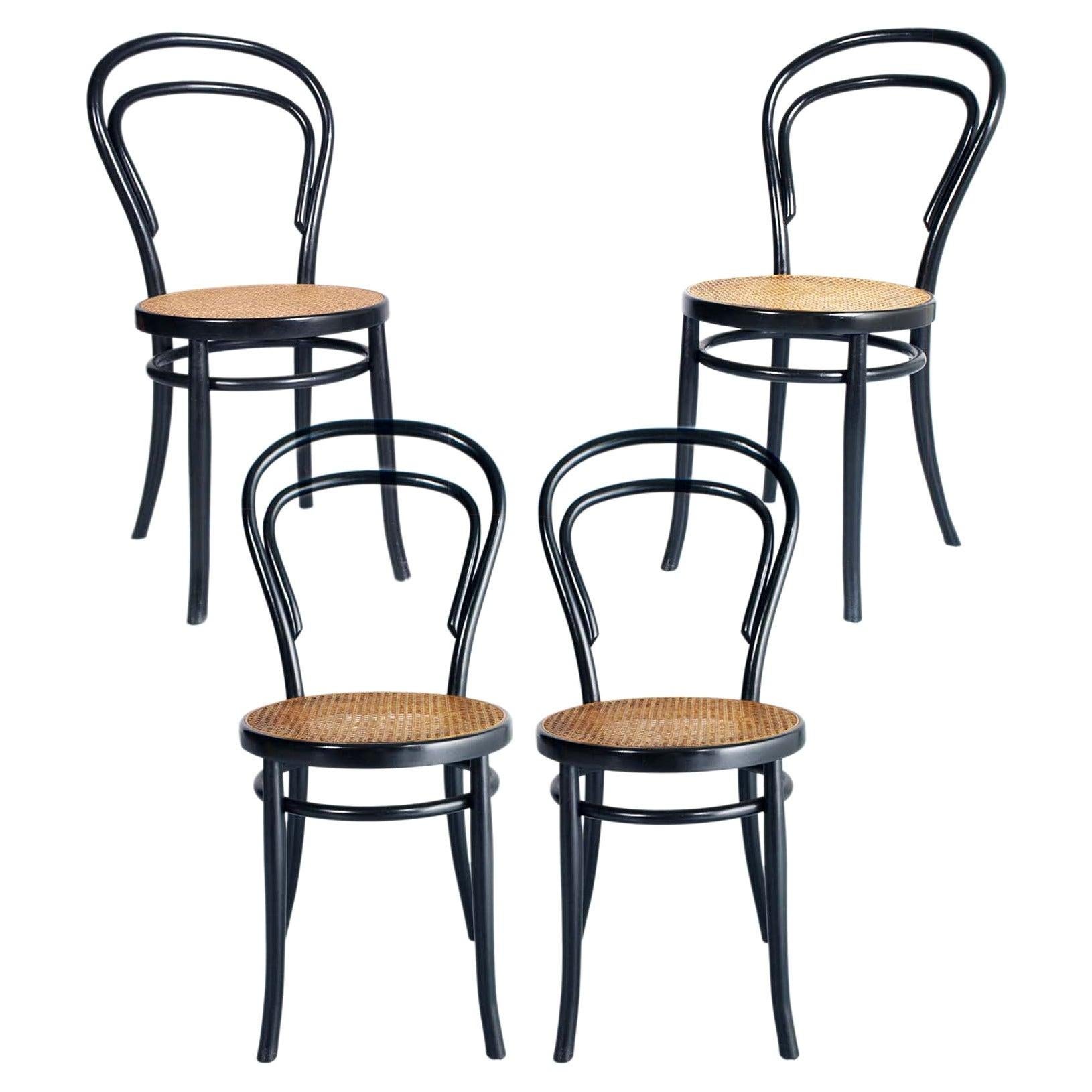 Neapolitanisches Set aus vier Thonet-Stühlen des frühen 20. Jahrhunderts Sautto & Liberale ebonisiert