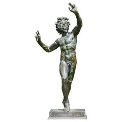 Early 20th Century Neapolitan Verdigris Bronze Dancing Faun