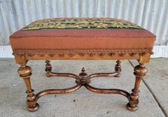 Early 20th Century Needlepoint Footstool / Ottoman