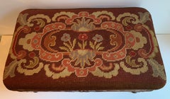 Early 20th Century Needlepoint Hand Carved Stool