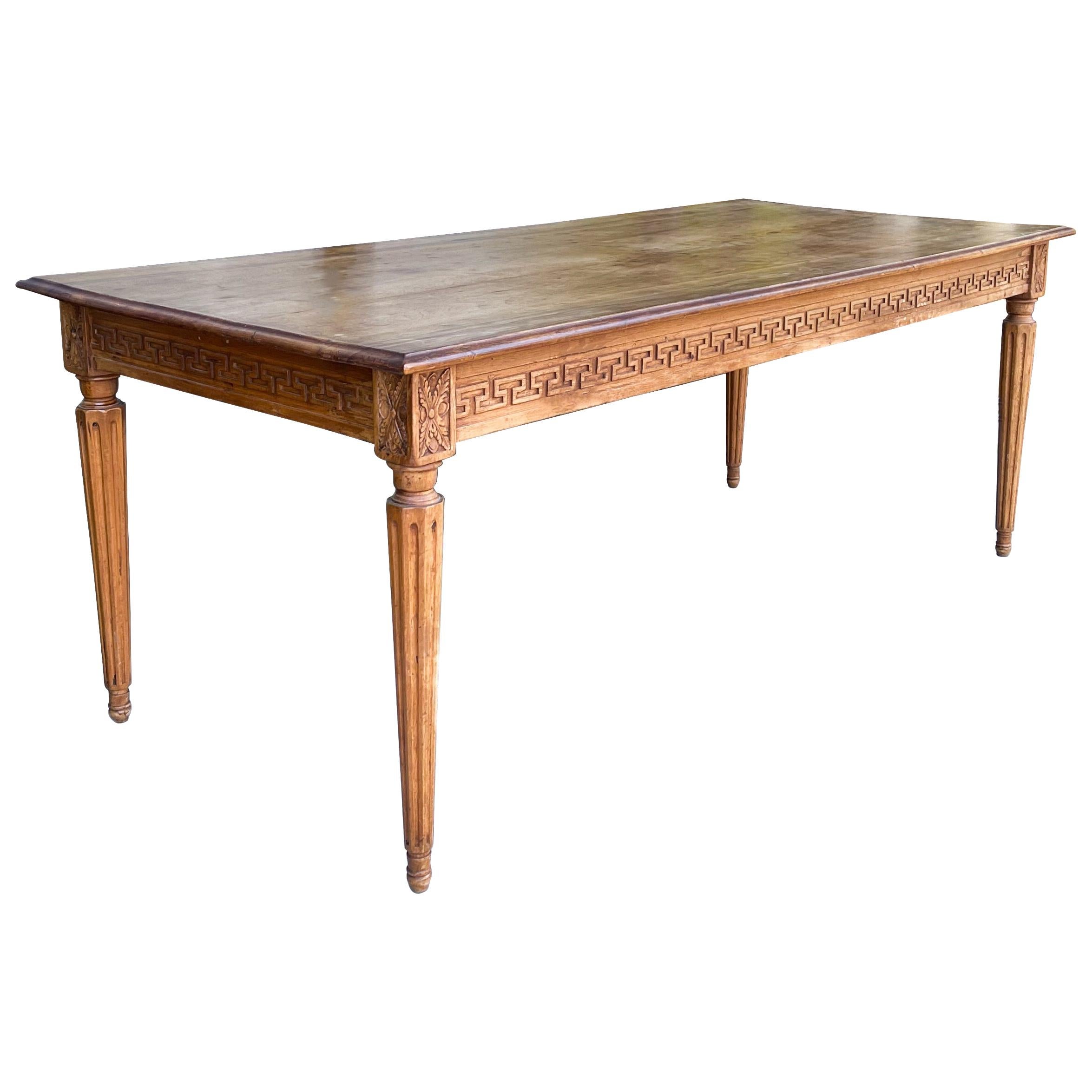 Early 20th Century Neo-Classical Style Italian Carved Walnut Farm Table