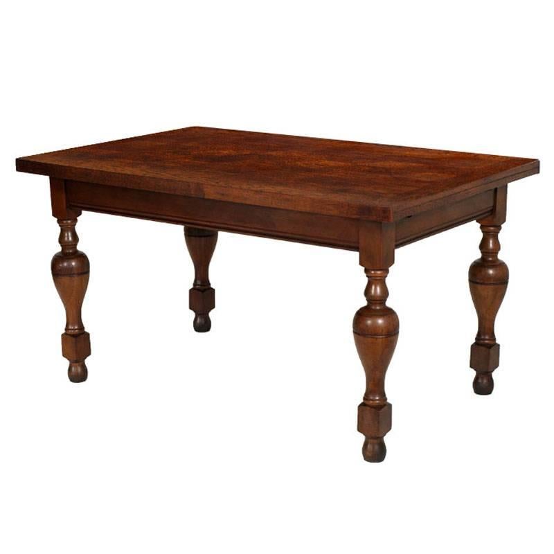 Neoklassischer, ausziehbarer Tisch aus massiver Eiche mit karierter Eiche, frühes 20. Jahrhundert
