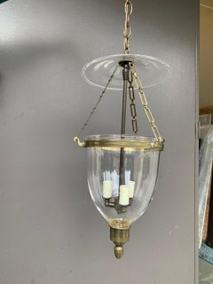 Early 20th Century Neoclassical Brass Bound Bell Jar Lantern, circa 1920s