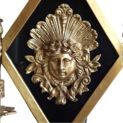 Edwardian era Neoclassical Bronze Greek Face 2-Arm Sconce, 2 Available