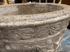 Early 20th Century Neoclassical Carved Stone Pot with Putti Motif