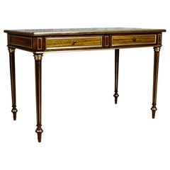 Early 20th-Century Neoclassical Writing Desk Inlaid with Brass