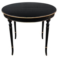 Early 20th Century Neoclassical Round Dining Table Black Age Distressed Finish 