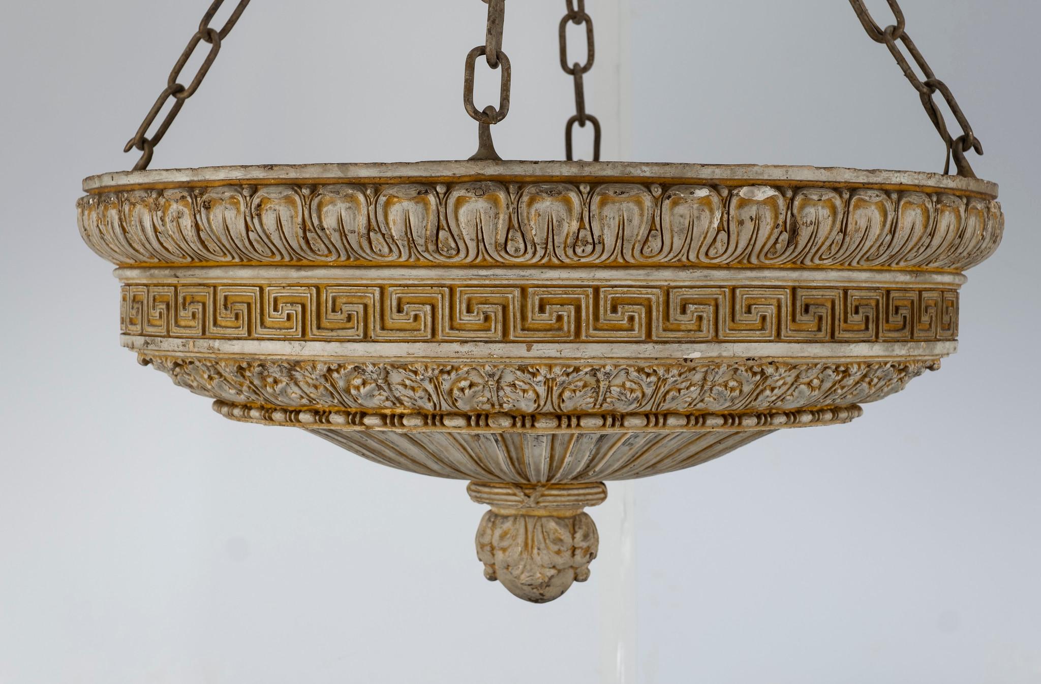 Early 20th Century Neoclassical Style Cast Plaster Chandelier 4