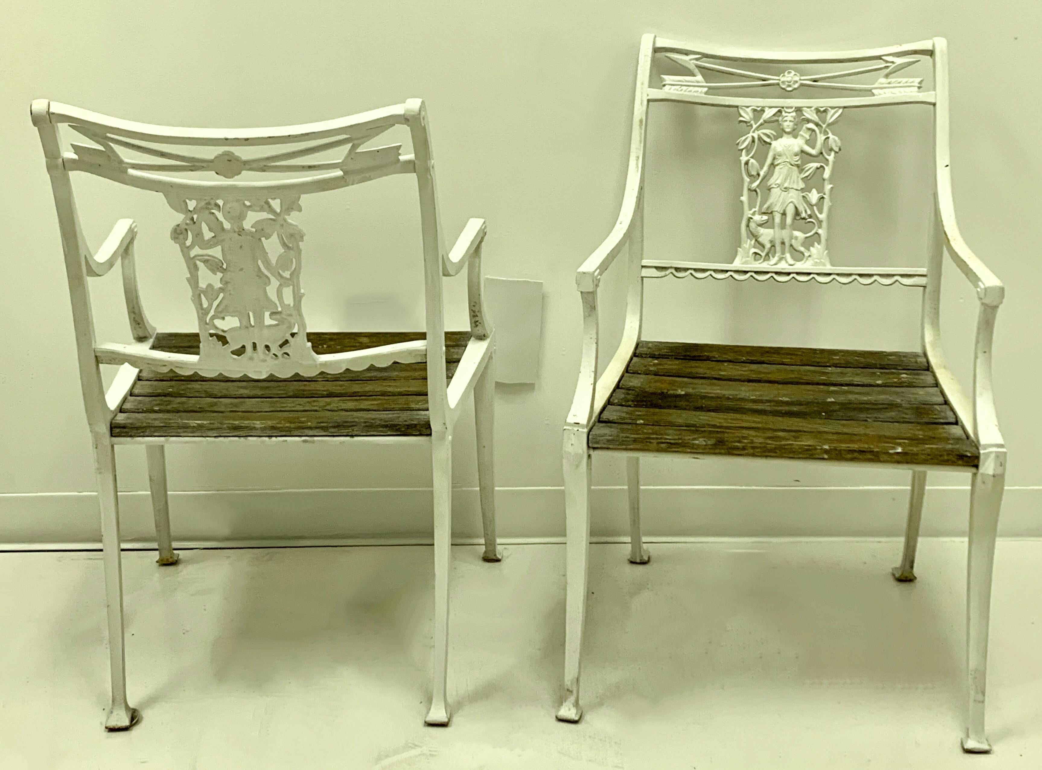 Wood Early 20th Century Neoclassical Style Iron Molla Diana the Huntress Chairs, Pair For Sale