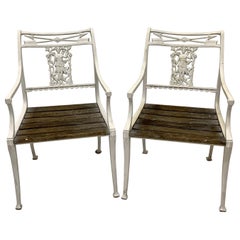 Antique Early 20th Century Neoclassical Style Iron Molla Diana the Huntress Chairs, Pair